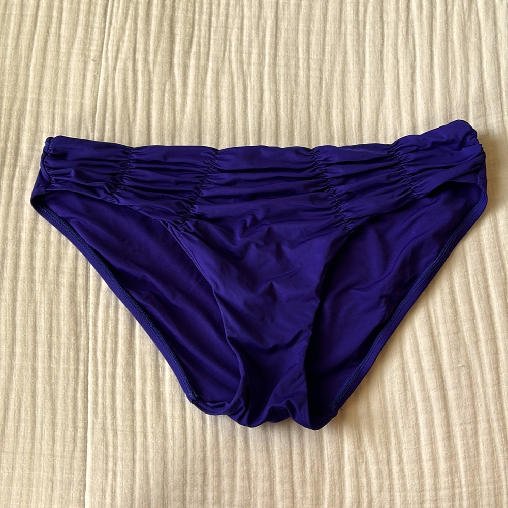 Badgley Mischka ruched purple bikini bottom 12